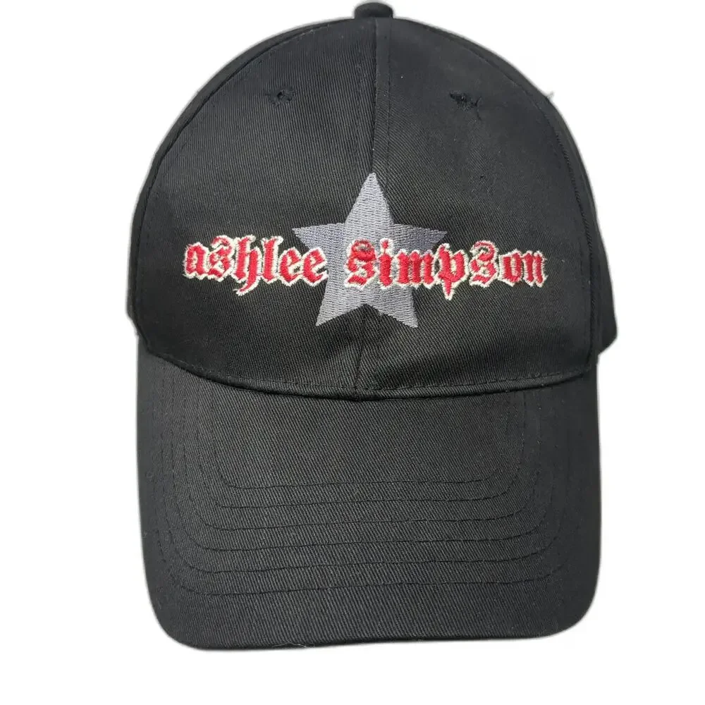 Ashlee Simpson I Am Me Tour 2005 Star Embroidered Baseball Cap Black Vintage Hat